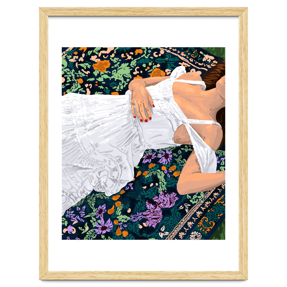 Moroccan Carpet, Bohemian Woman Painting