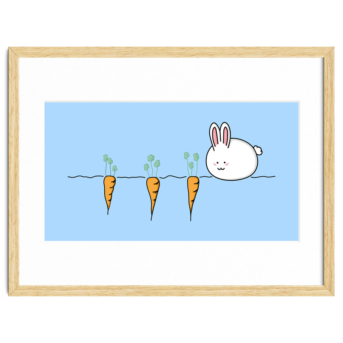 Kawaii Cute Rabbit With Carrots