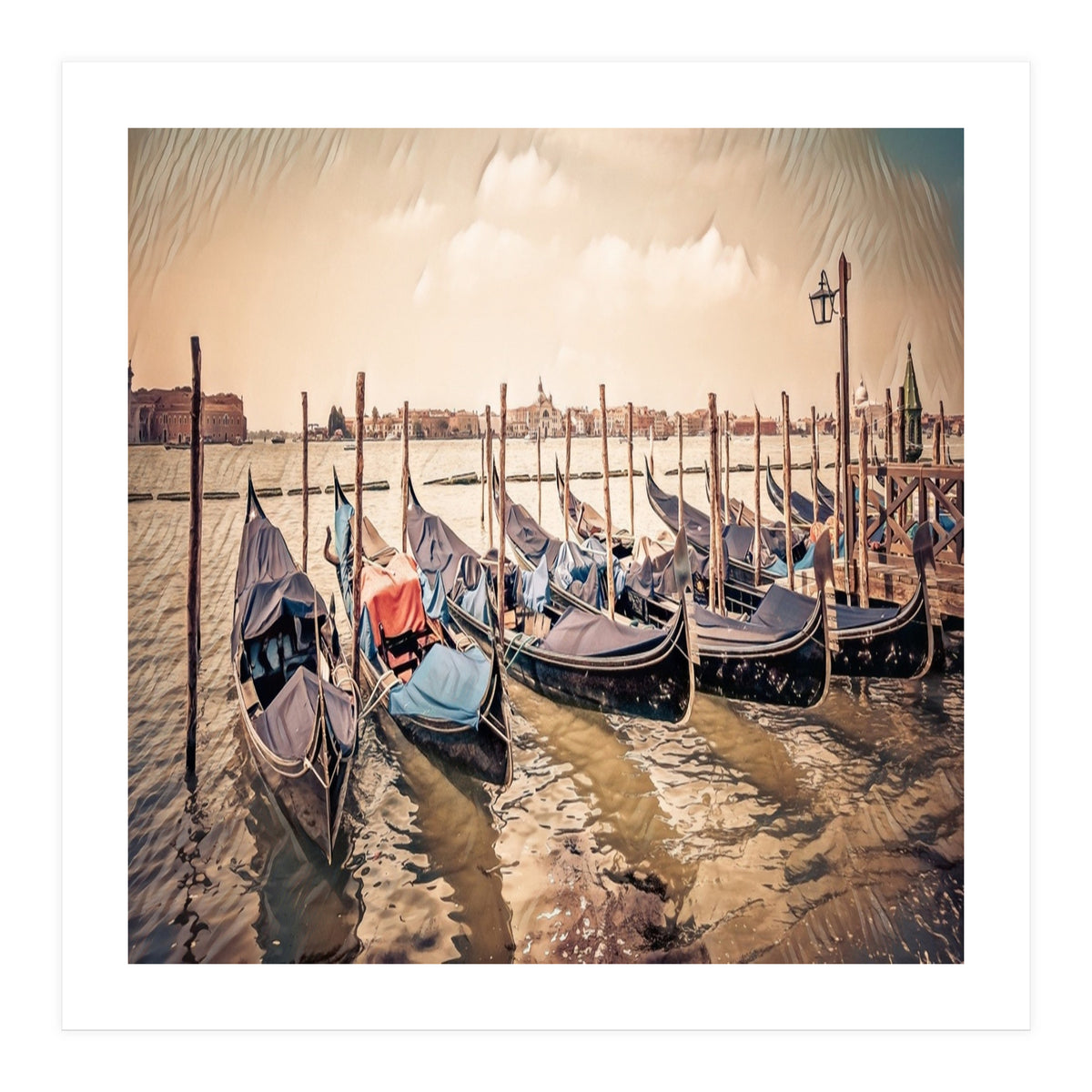 Several Gondolas boats, Colorful Italy  (Print Only)