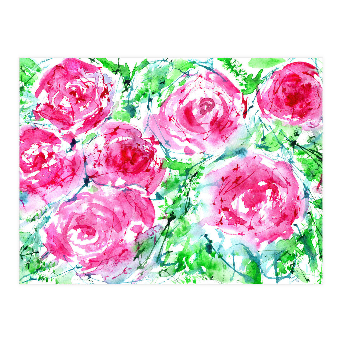 Blooming bouquet || watercolor roses (Print Only)