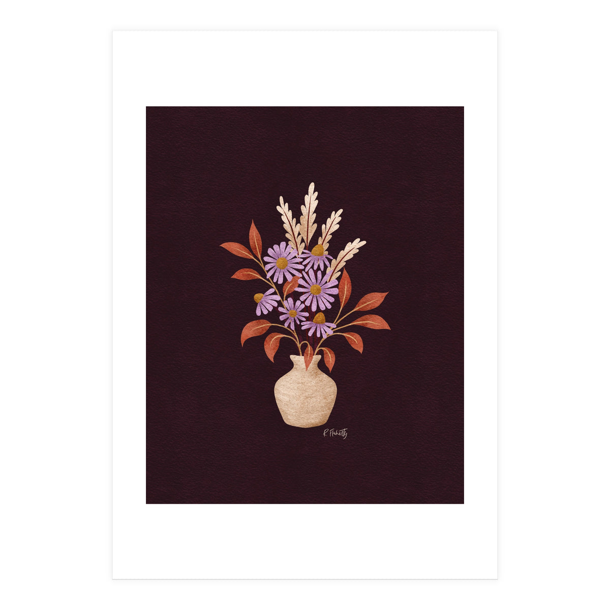 Purple Floral Vase Still Life (Print Only)