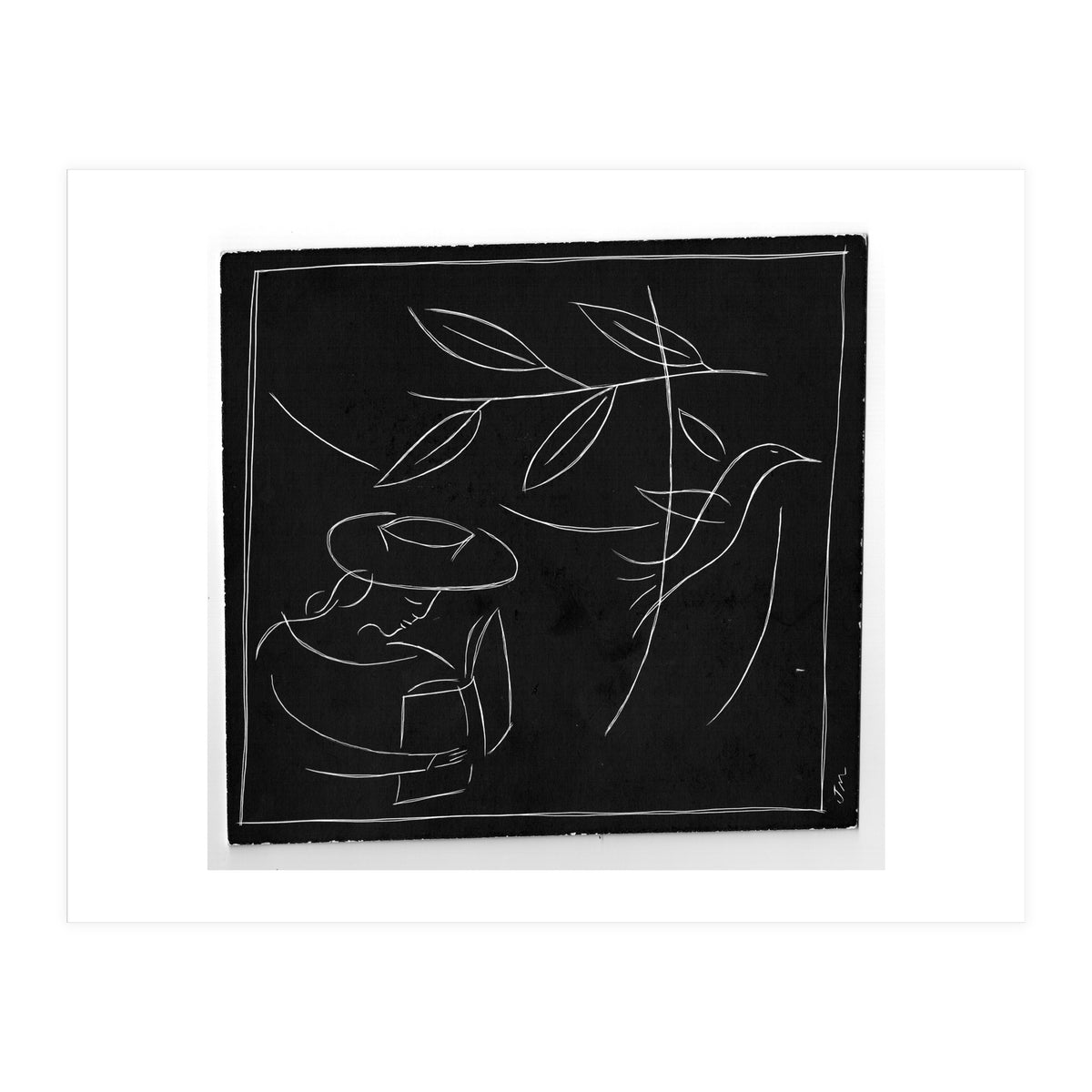 Woman With Bird And Book (Print Only)