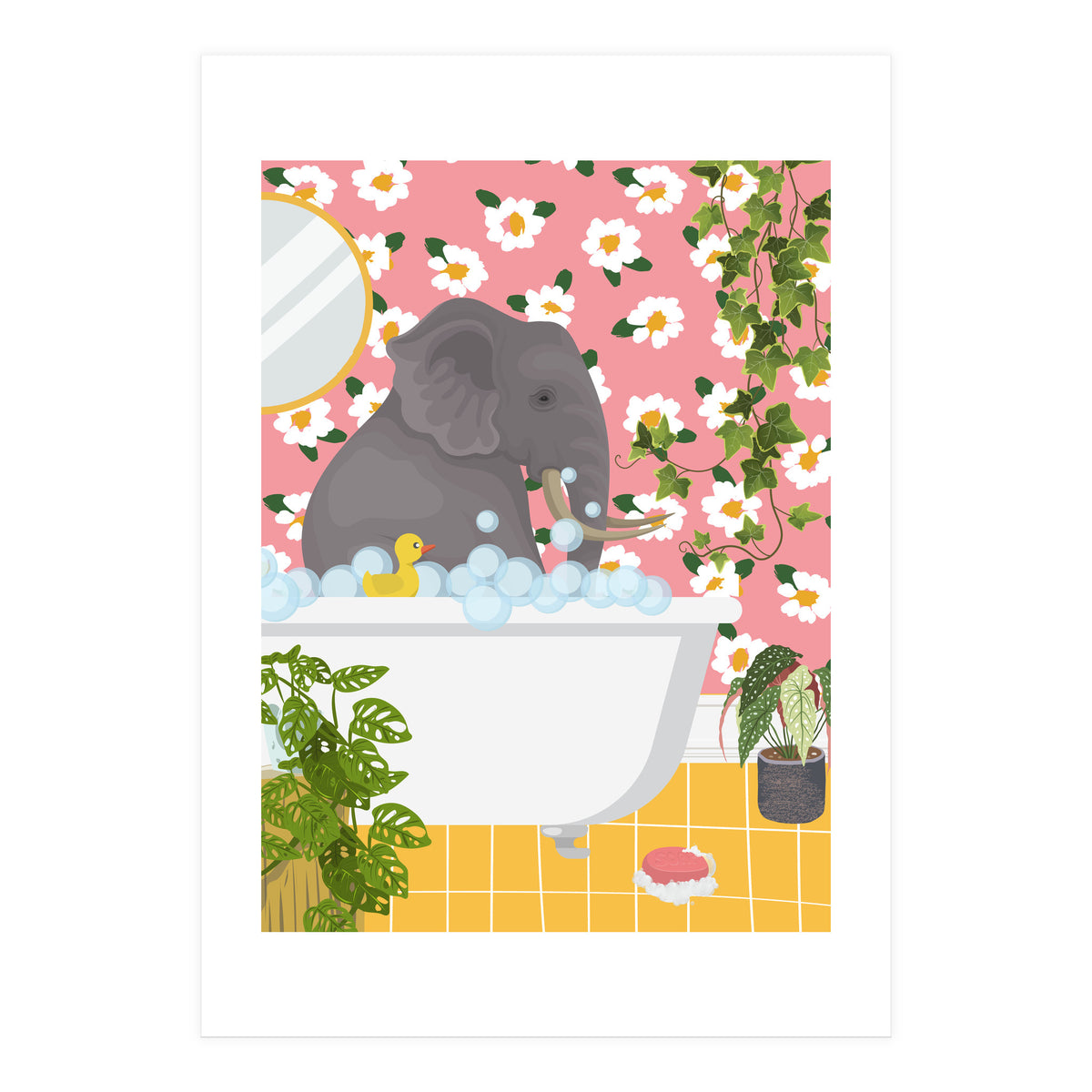 Elephant Bathing (Print Only)