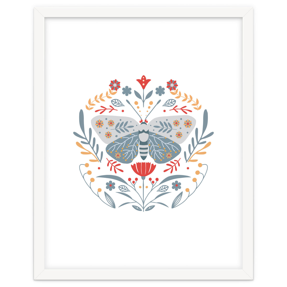 Scandinavian Folk Art: Butterfly & Flowers