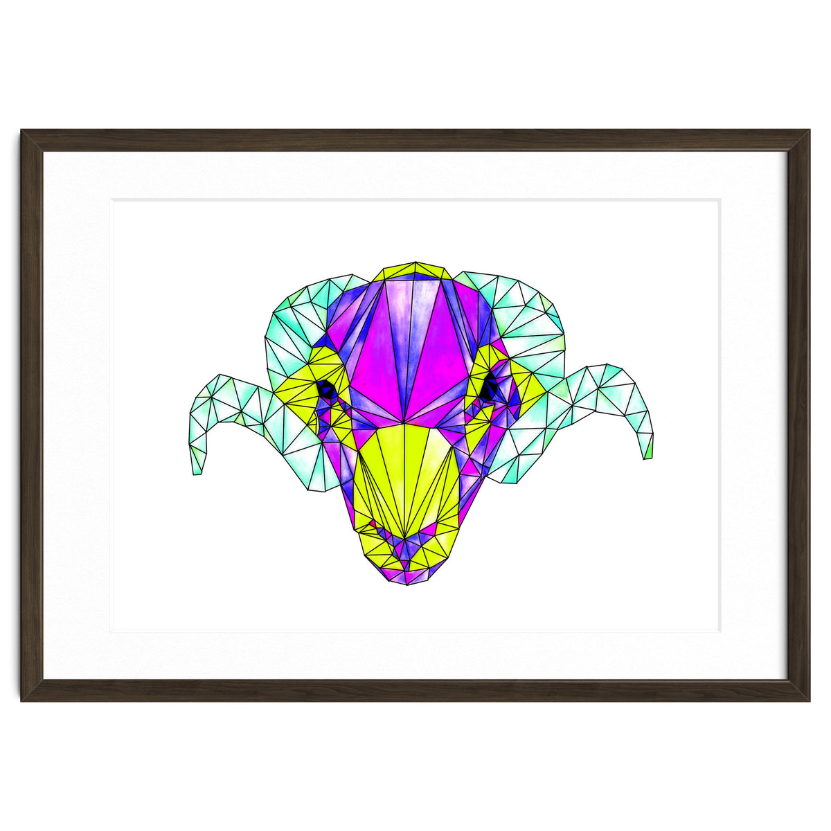 Colourful Geometric Swaledale Sheep Tup with Black Lines