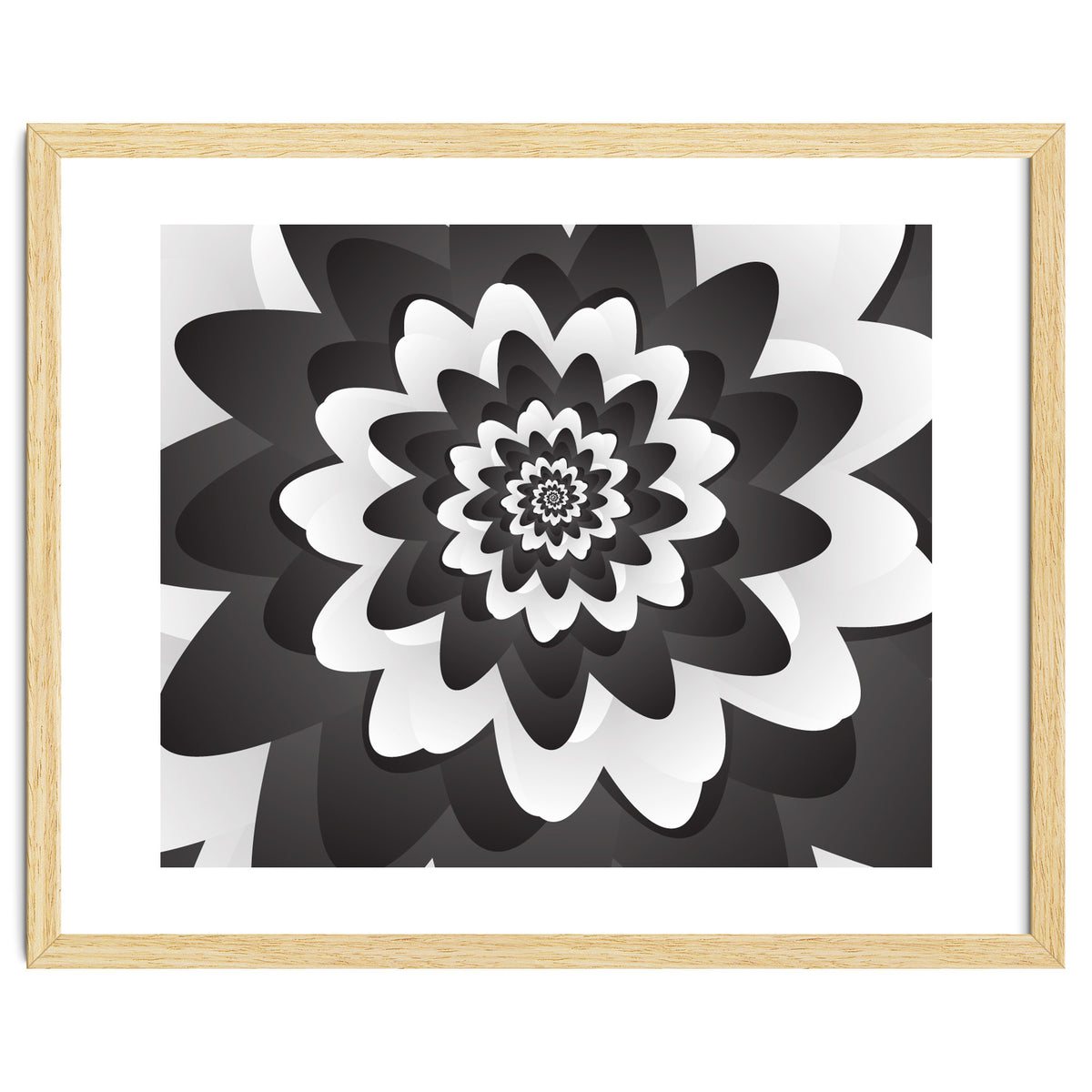Mono Chrome Flower Spiral Pattern