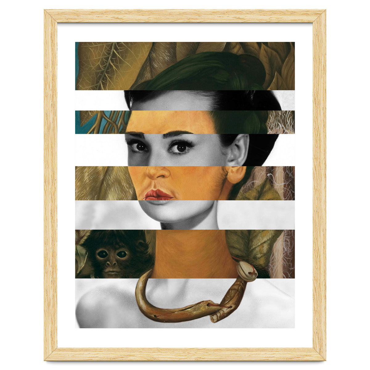 Frida Kahlo's Self Portrait with Monkey & Audrey Hepburn
