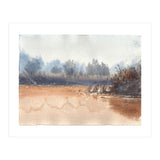 Landscape painting watercolor. Foggy (Print Only) thumbnail