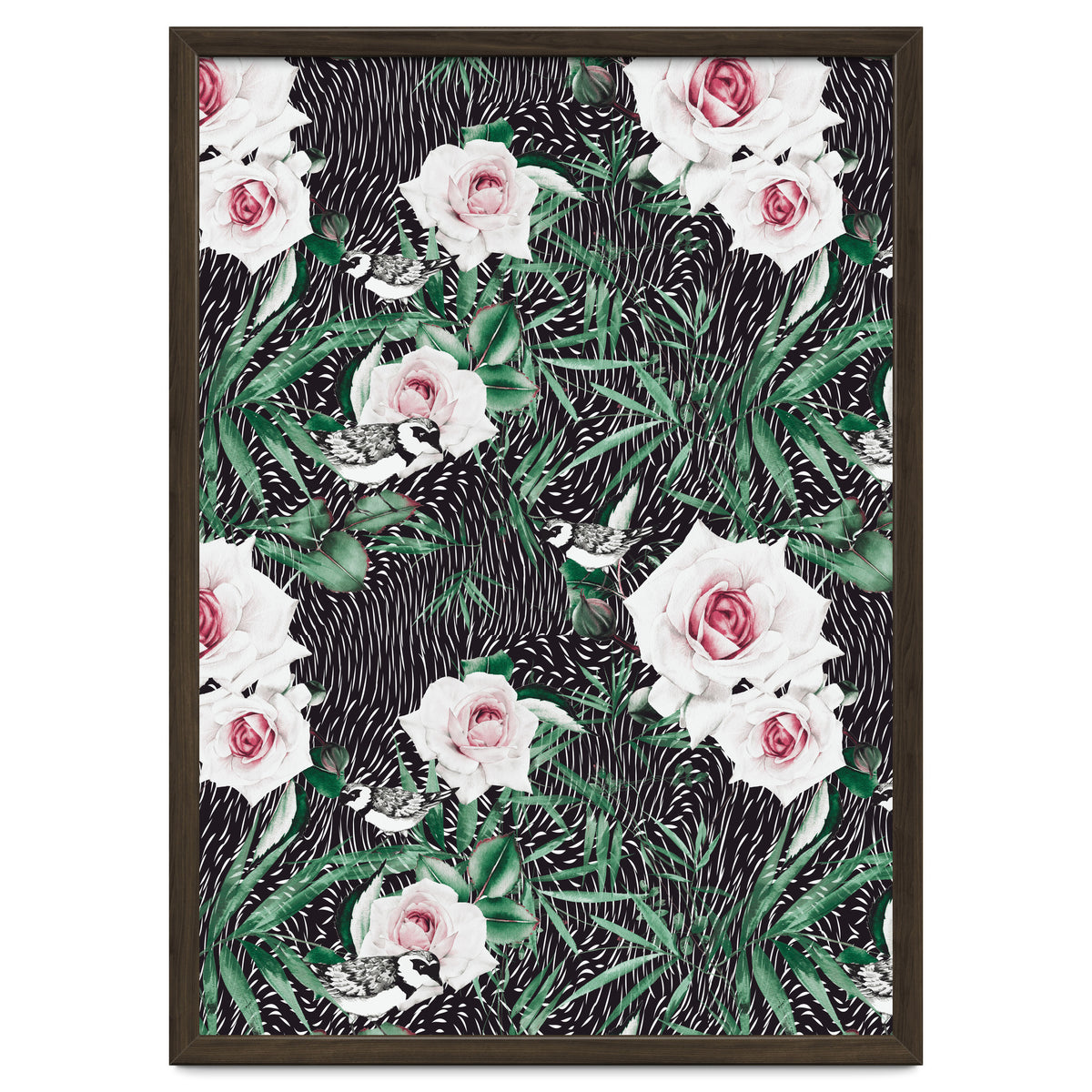 Dark flowery abstract of birds