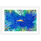 Tropical Jungle Pool | Forest Pop of Color Botanical | Travel Wild Plants Eclectic Watercolor Swim thumbnail