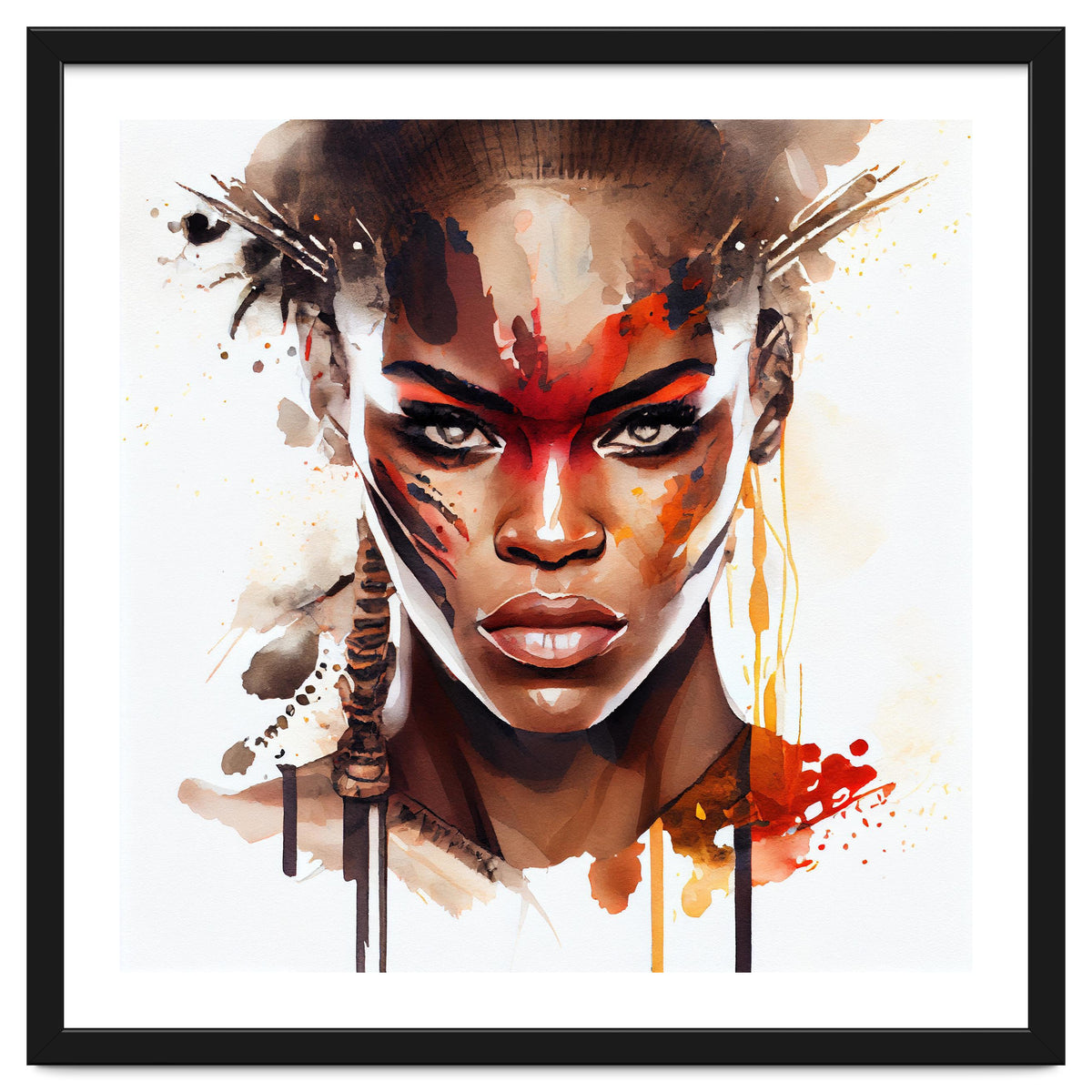 Watercolor African Warrior Woman #3