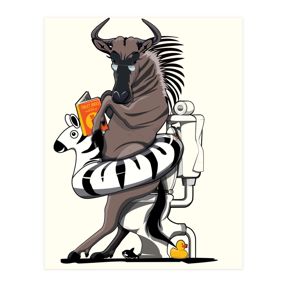 Wildebeest on the toilet, Funny Bathroom Humour (Print Only)
