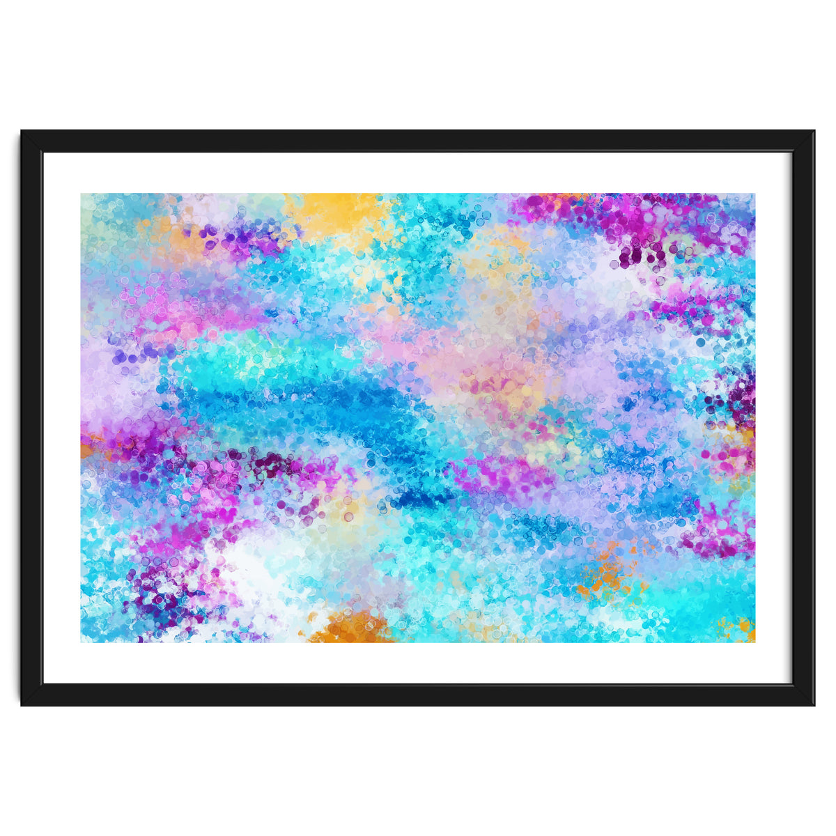 Mixed Emotions, Abstract Blue Colorful Painting, Eclectic Modern Bohemian Shapes Ocean