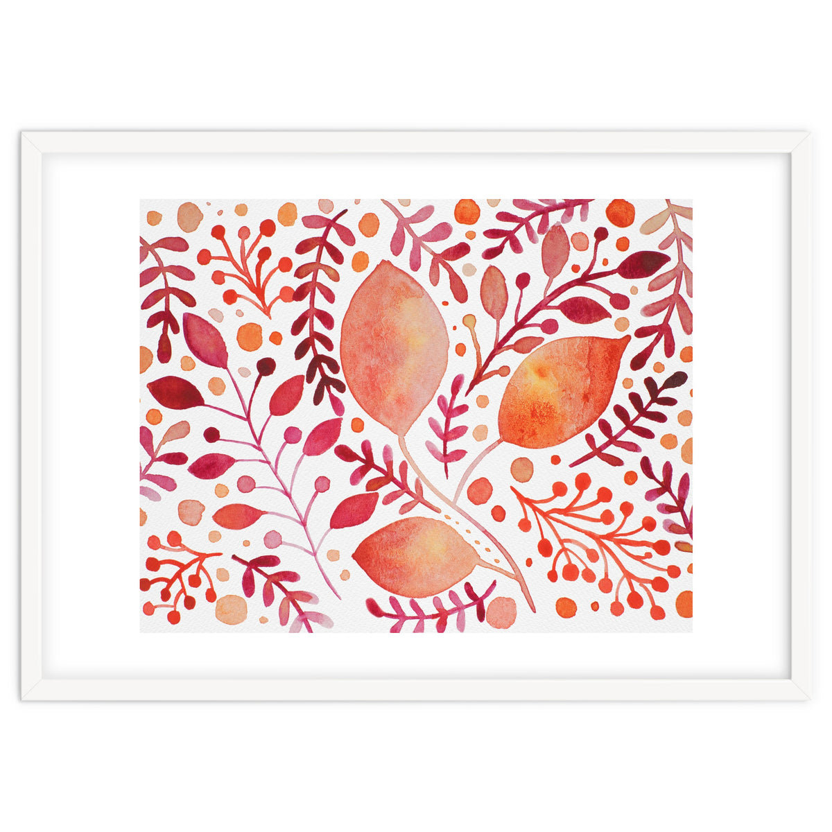 Watercolor branches and leaves - autumn palette