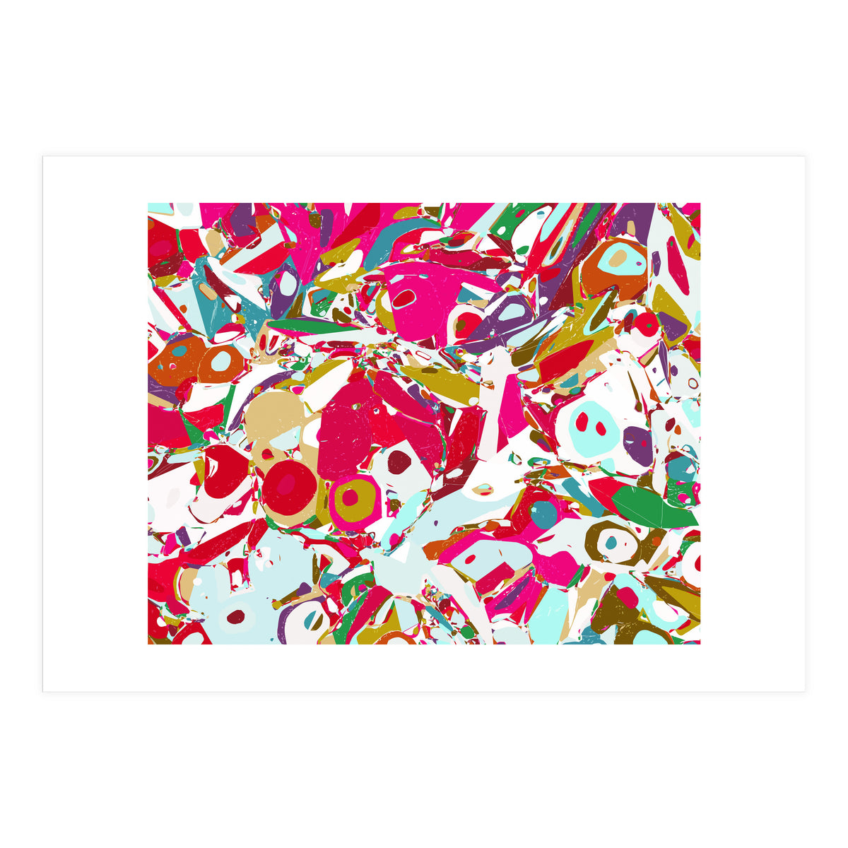 Abstract Emotion, Modern Contemporary Shapes, digital Painting, Eclectic Pop of Color Bohemian Illustration (Print Only)