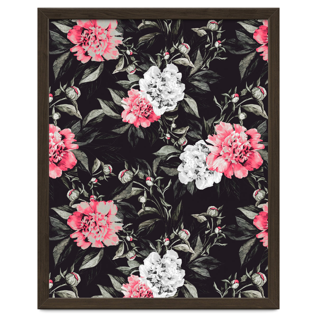 Floral pink - black & white dark