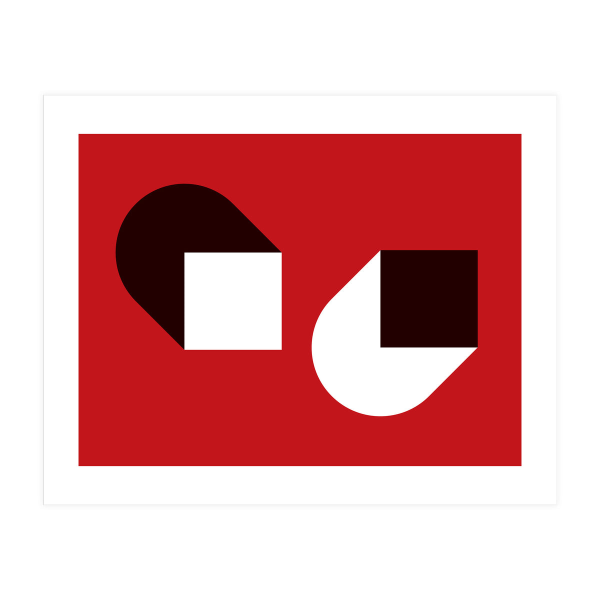 Geometric Shapes No. 38 - red, white & black (Print Only)