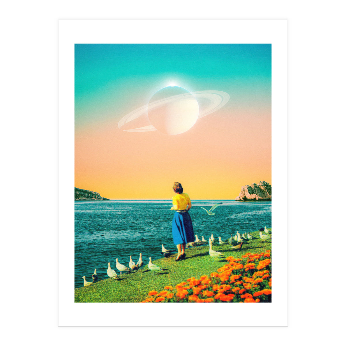 Woman With Birds  (Print Only)