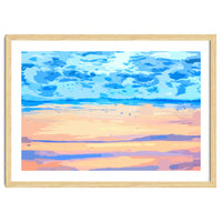 Sunset On The Shore | Beach Pastel Scenic Nature | Sea Ocean Landscape Painting