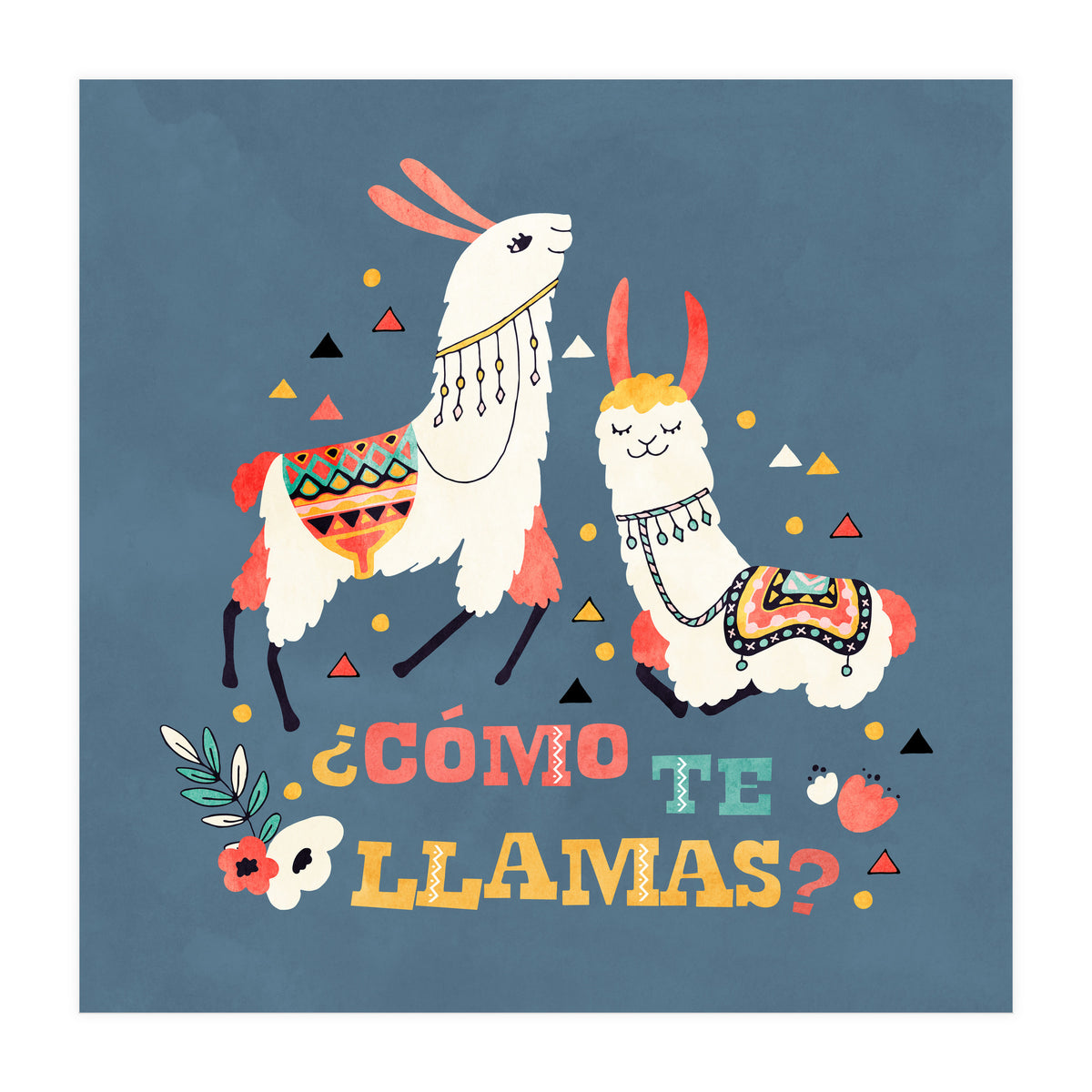 Llama With Cactus Como Te Llamas Spanish Saying 2 (Print Only)
