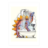 Dinosaur Stegosaurus in the Shower, funny bathroom humour (Print Only) thumbnail