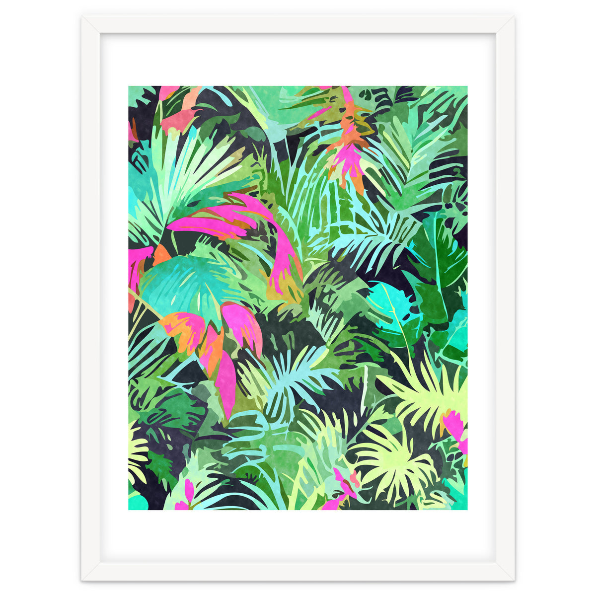Tropical Jungle, Botanical Nature Plants, Palm Forest Bohemian Watercolor, Modern Wild Painting