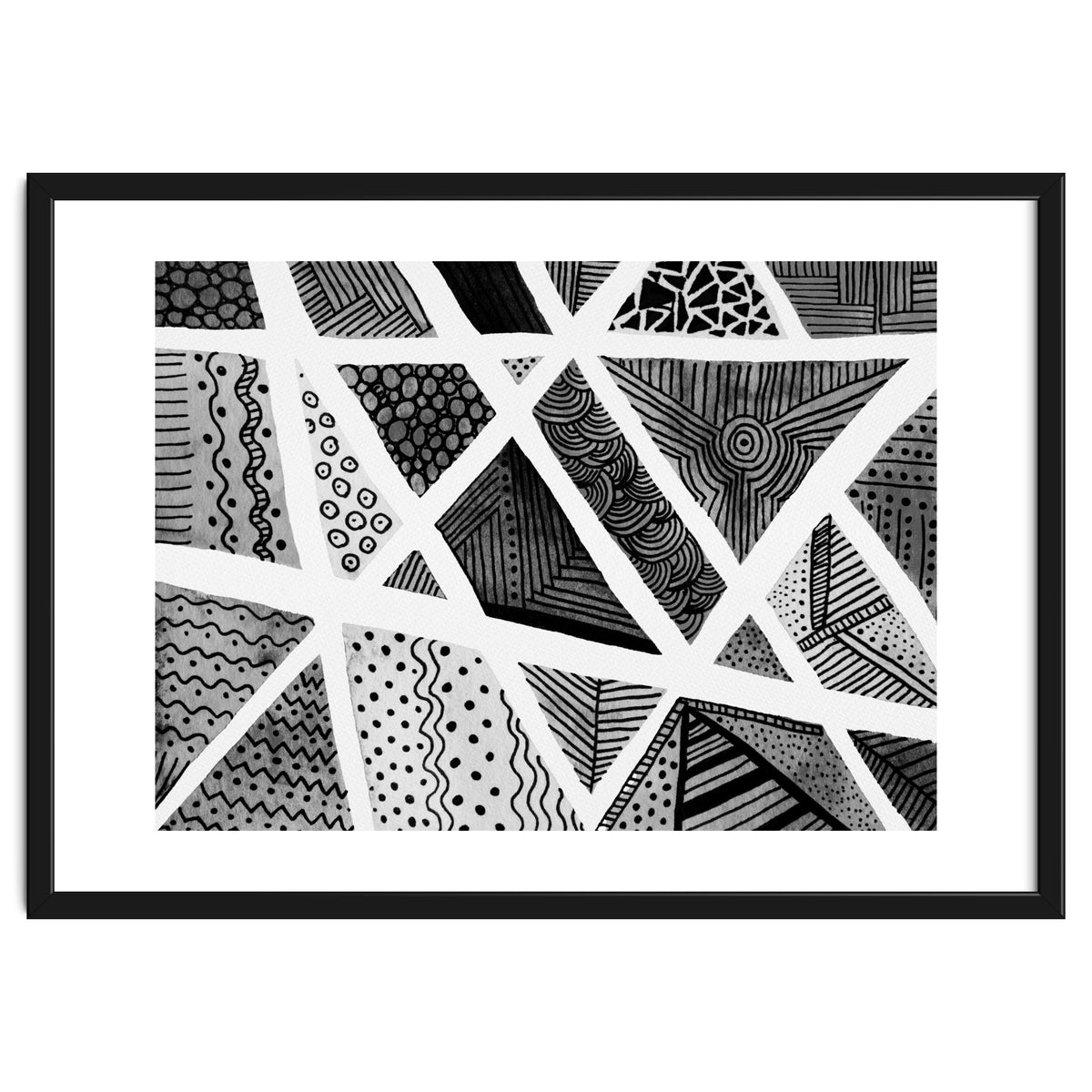 Geometric doodle pattern in black and white