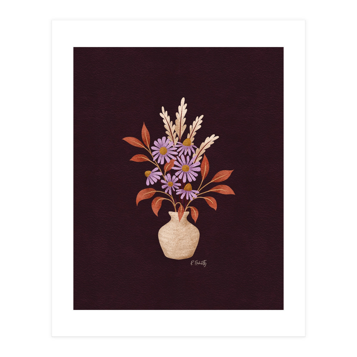 Purple Floral Vase Still Life (Print Only)