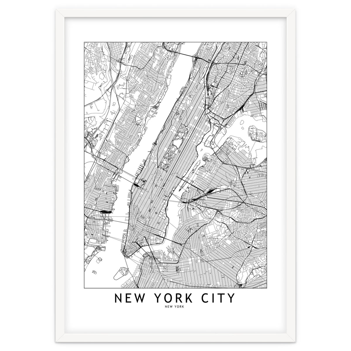 New York City White Map
