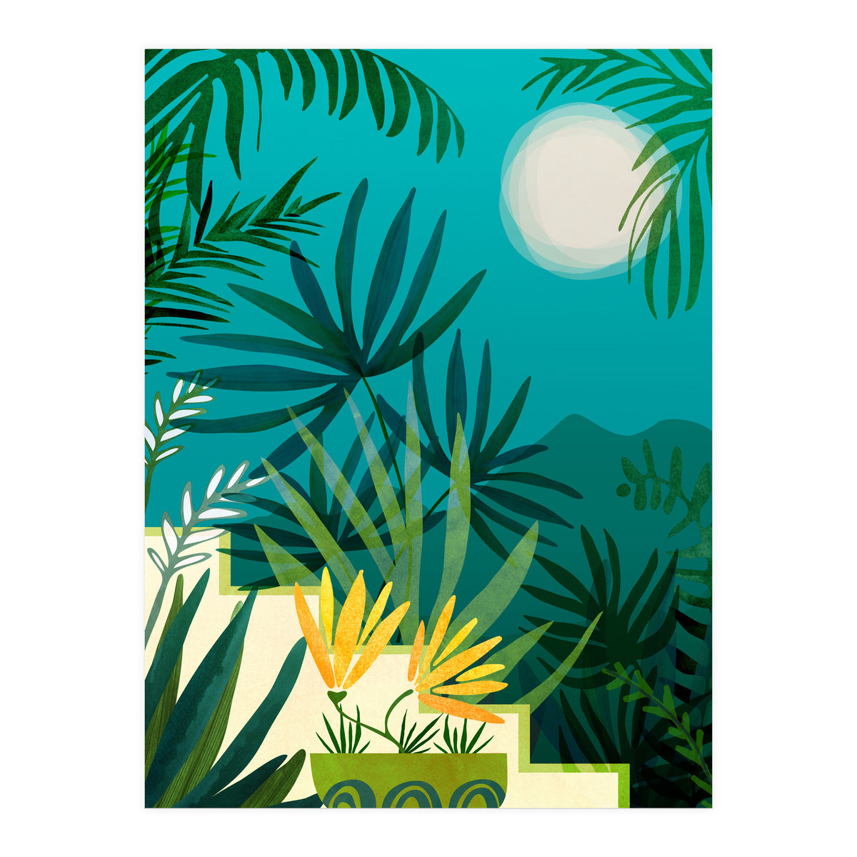 Rainforest With Moonlight (Print Only)