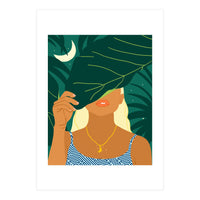 To The Moon & Never Back | Jungle Dreamer Bohemian Tropical Soul | Forest Nature Woman Illustration (Print Only)