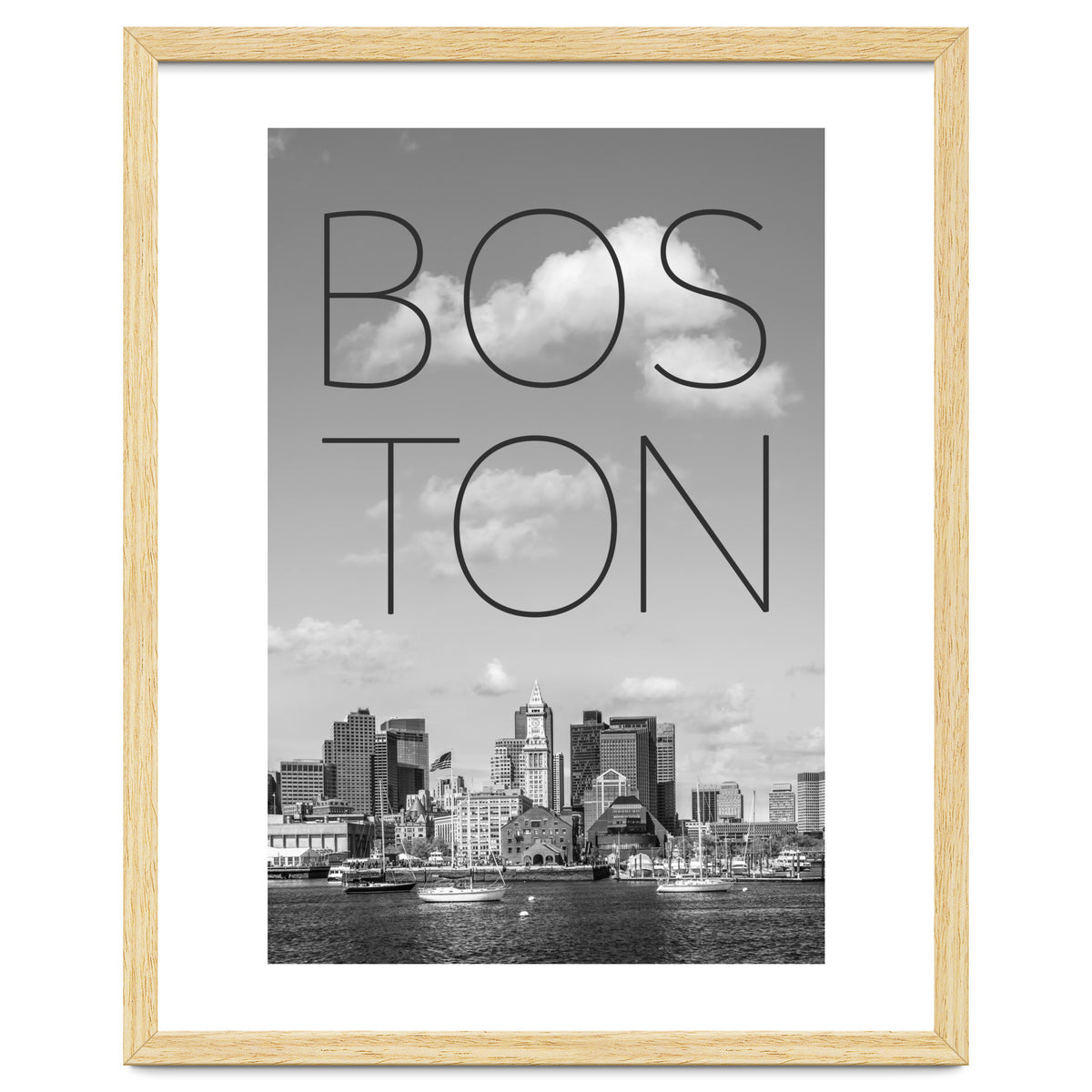 BOSTON Skyline North End & Financial District | Text & Skyline