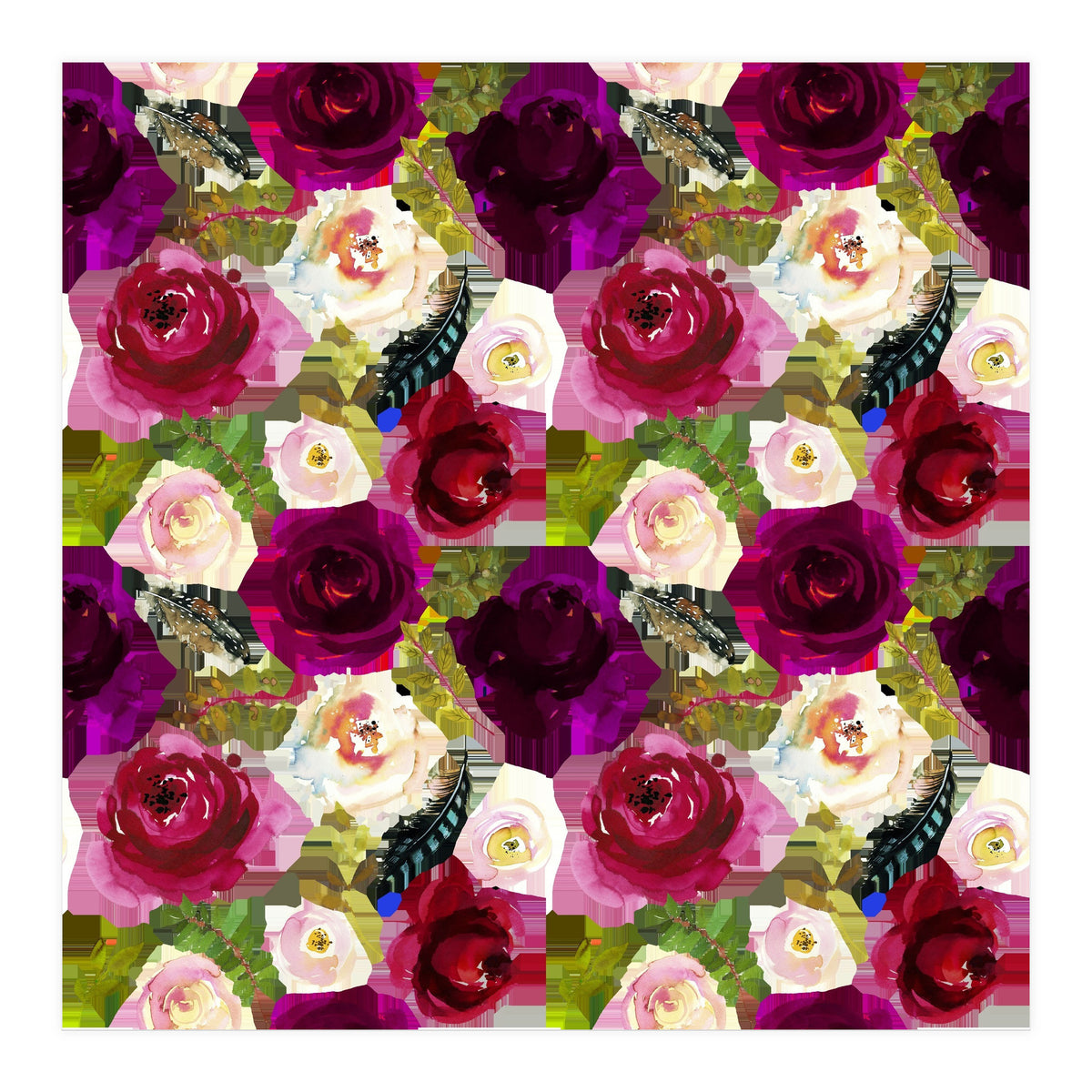 Water Colour Rose Pattern (Print Only)