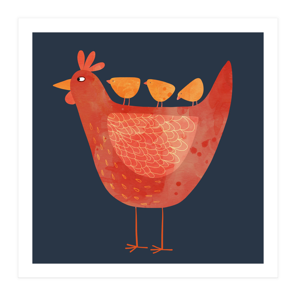 Hen and Chicks Dark (Print Only)