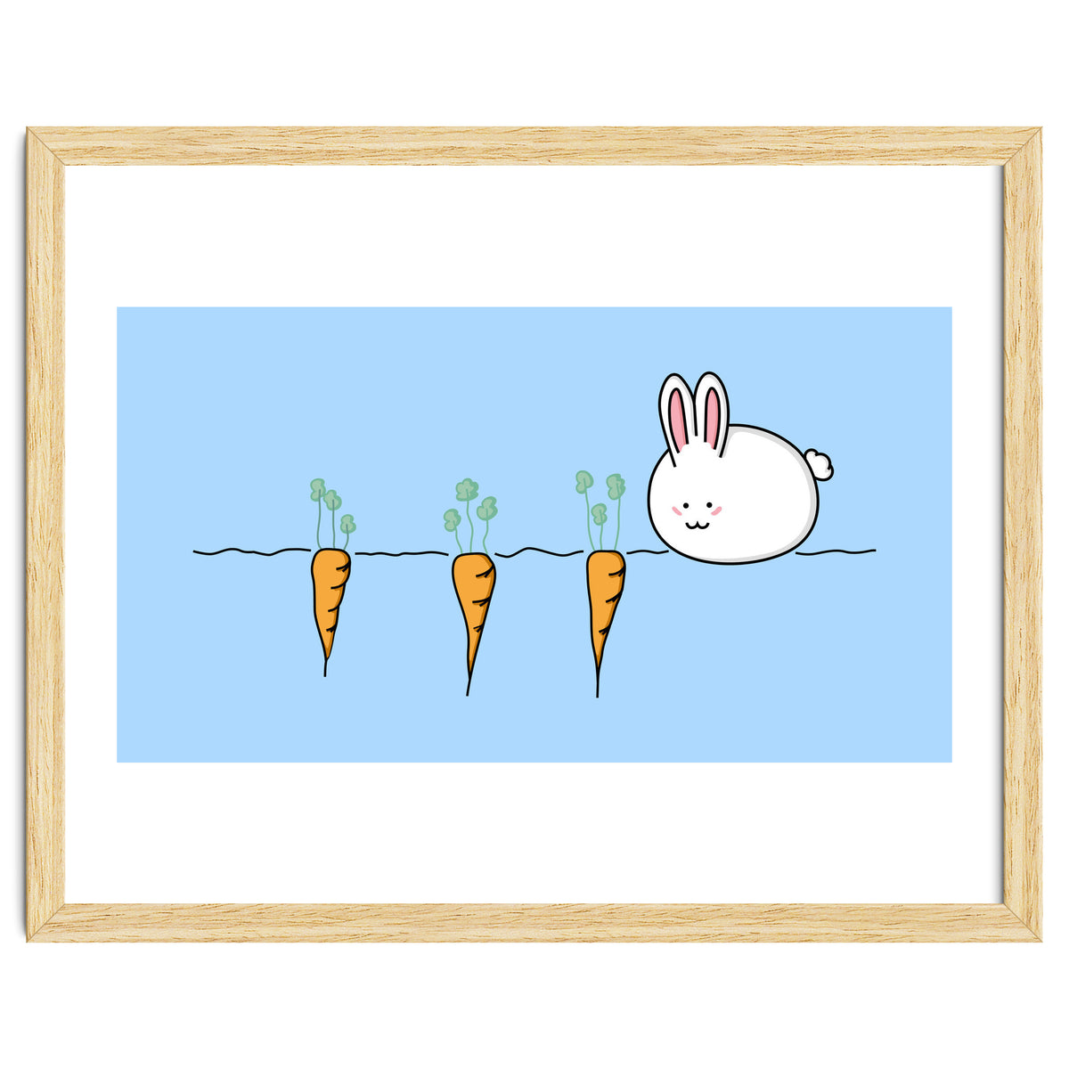 Kawaii Cute Rabbit With Carrots