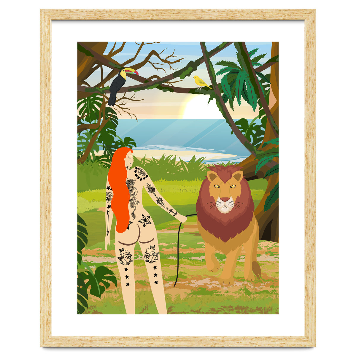 Tattooed Girl with Lion