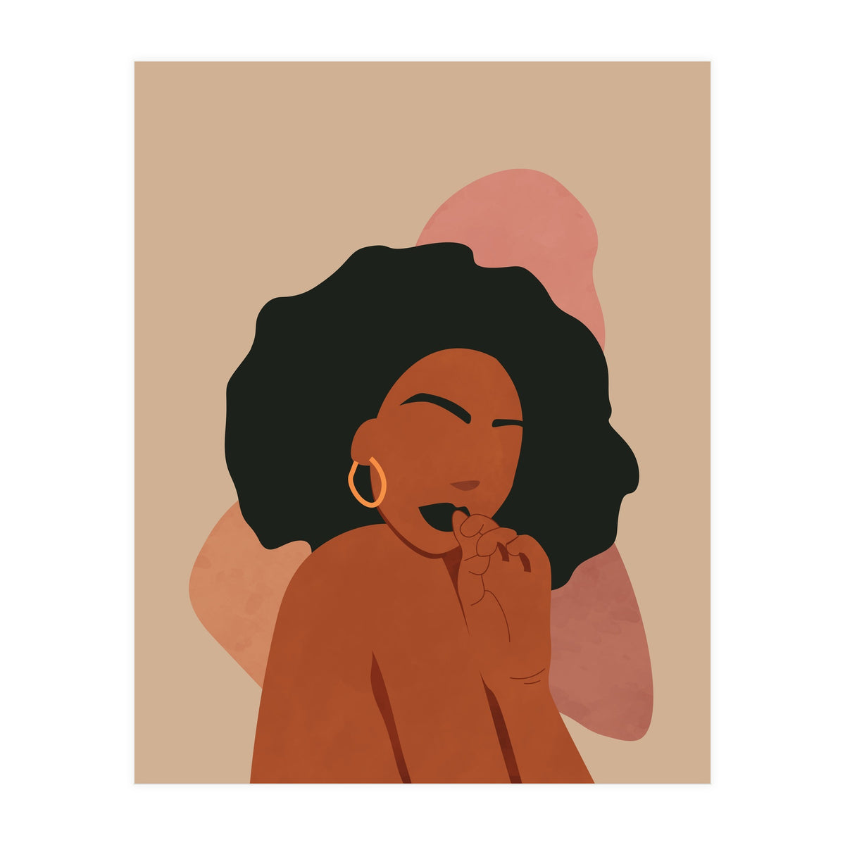 Black Woman Portrait Abstract Boho (Print Only)