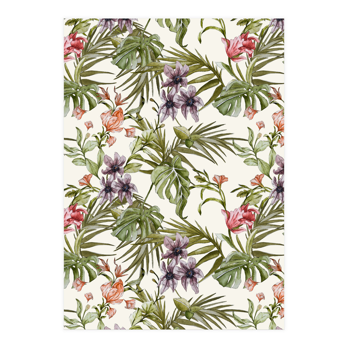 Watercolor tropical foliage (Print Only)