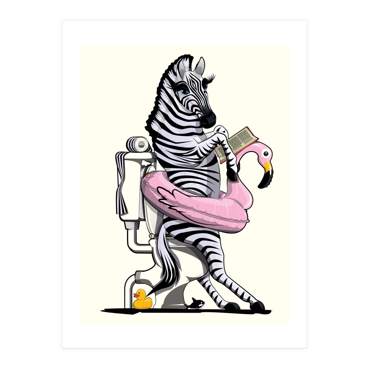 Zebra on the Toilet, Funny Bathroom Humour (Print Only)