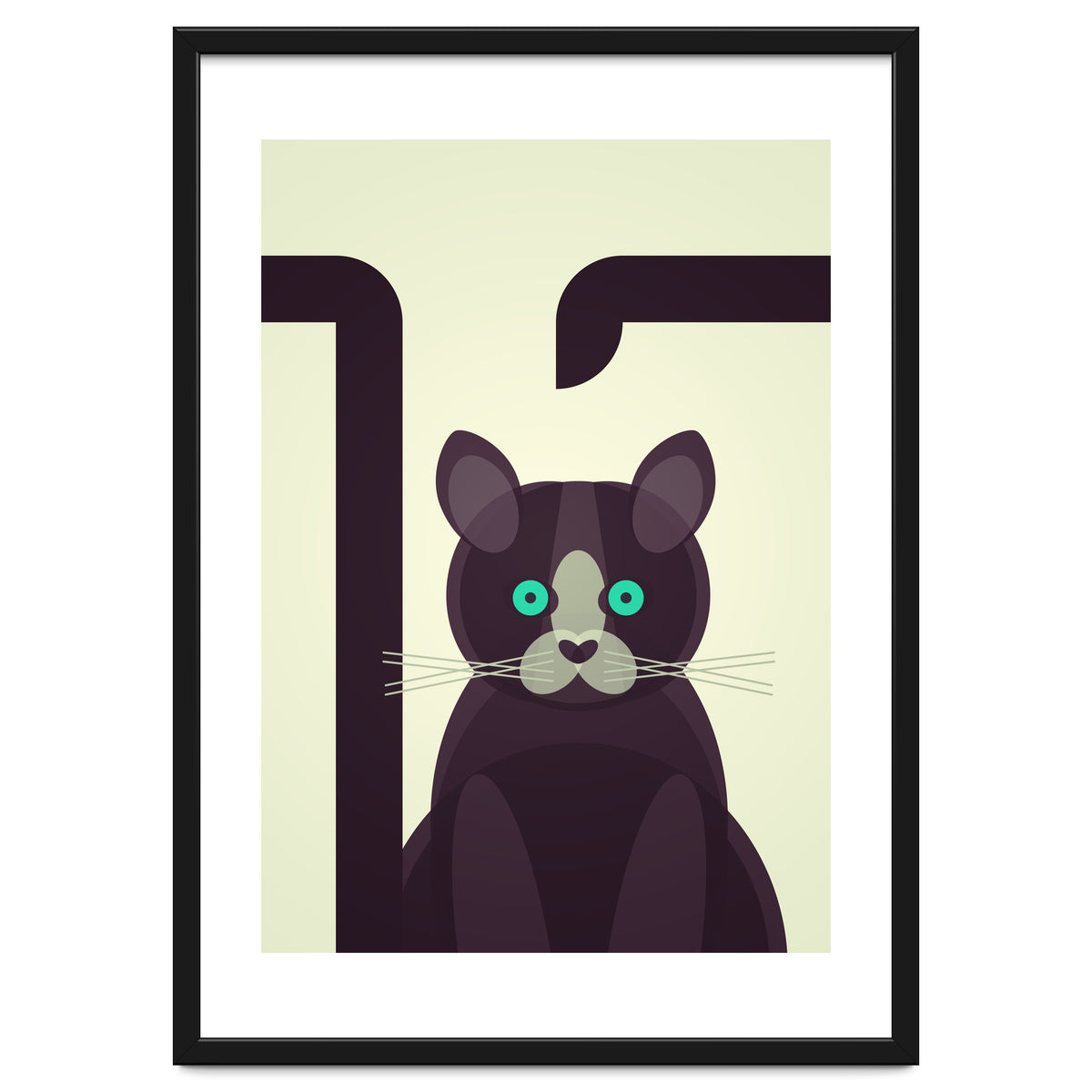 Mid Century Geometric Black Cat
