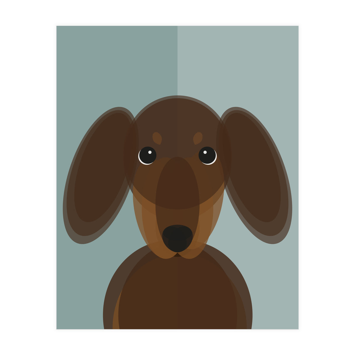 Mid Century Geometric Dachshund Dog (Print Only)