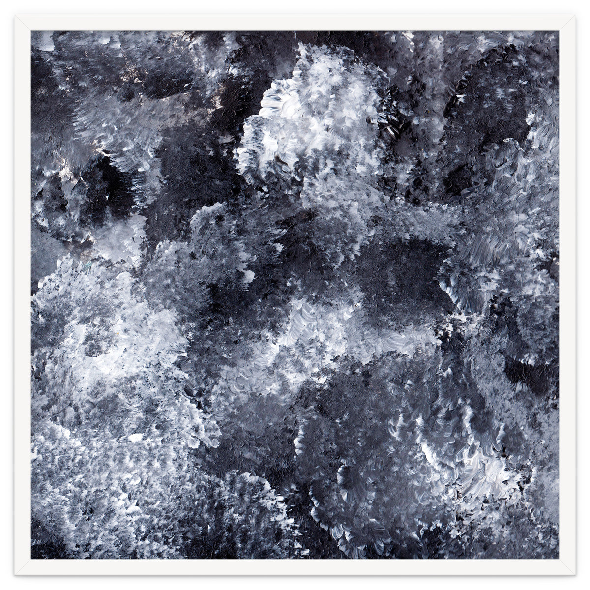 Modern Black White Acrylic Paint Brushstroke Ocean Waves