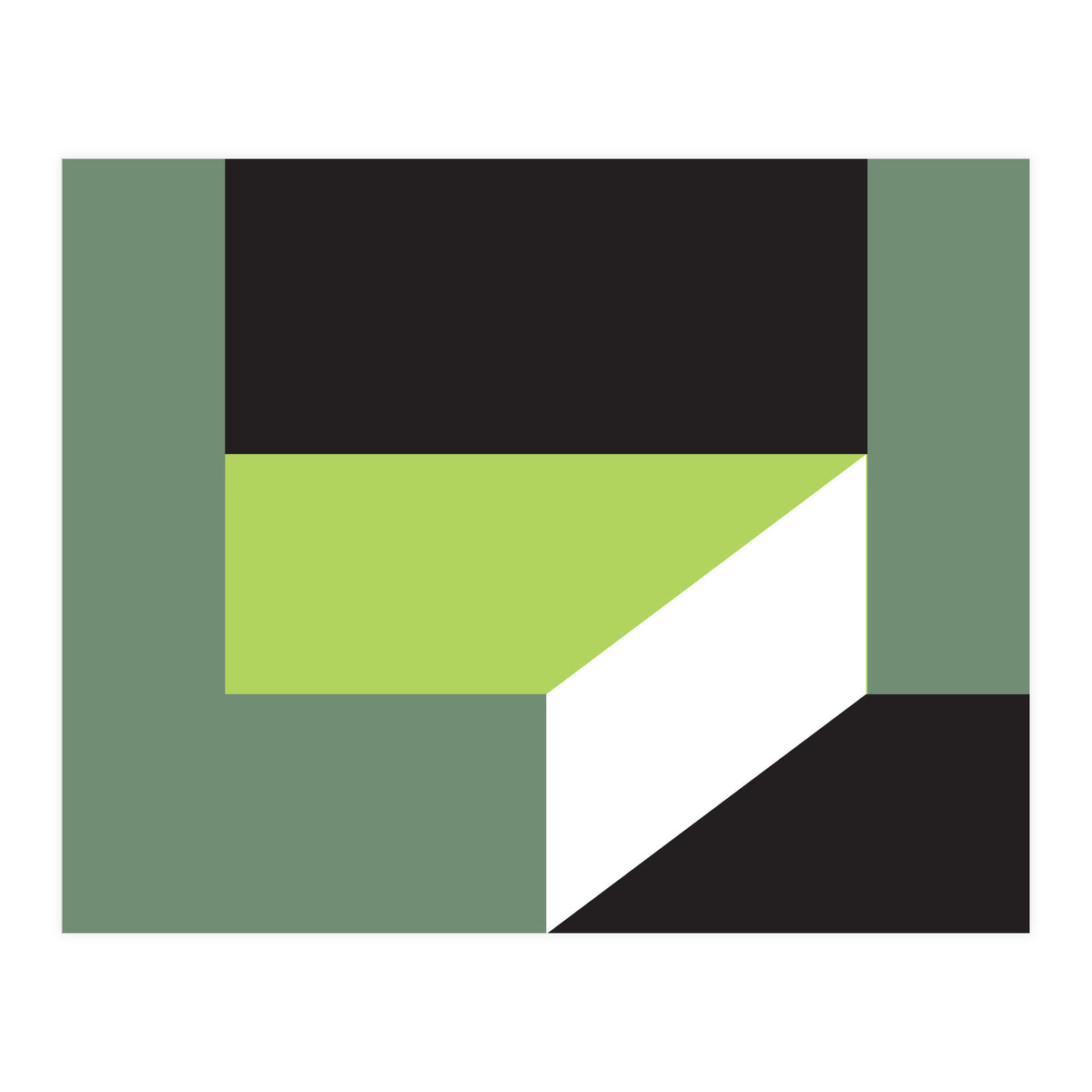 Geometric Shapes No. 83 - lime & grey (Print Only)