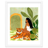 Just You & Me | Tiger Urban Jungle Friendship | Wild Cat Bohemian Black Woman with Pet thumbnail