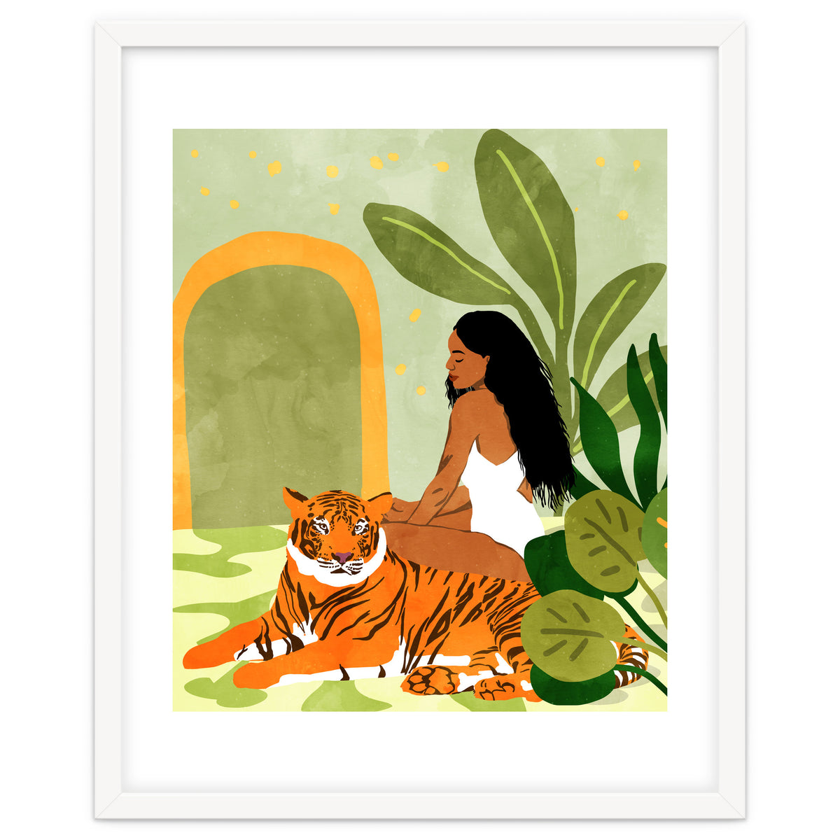 Just You & Me | Tiger Urban Jungle Friendship | Wild Cat Bohemian Black Woman with Pet