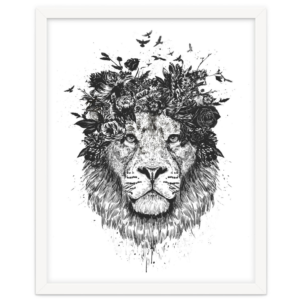Floral Lion Bw
