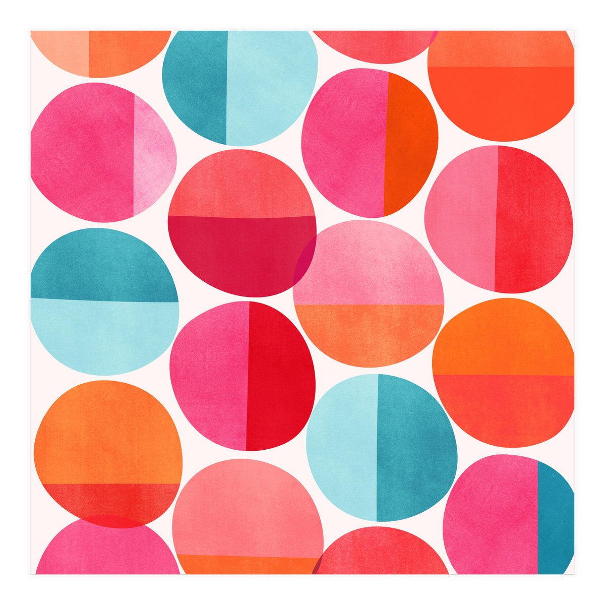 Mid Century Pink and Orange Dots (Print Only)