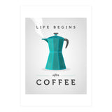 Life Begins After Coffee. Teal (Print Only) thumbnail