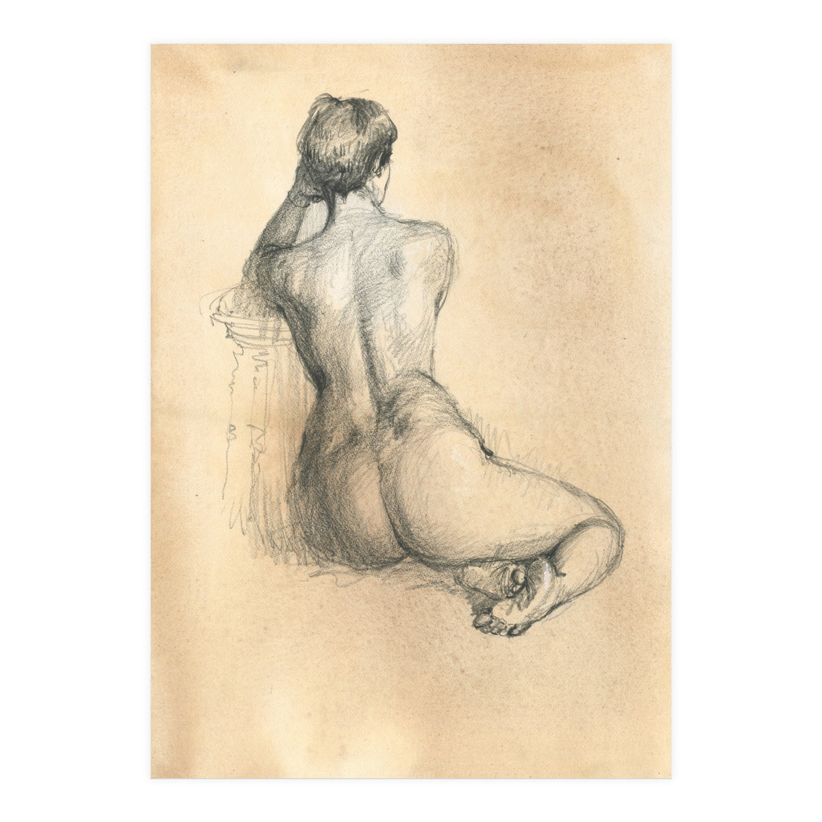 Nude beautiful girl from the back (Print Only)