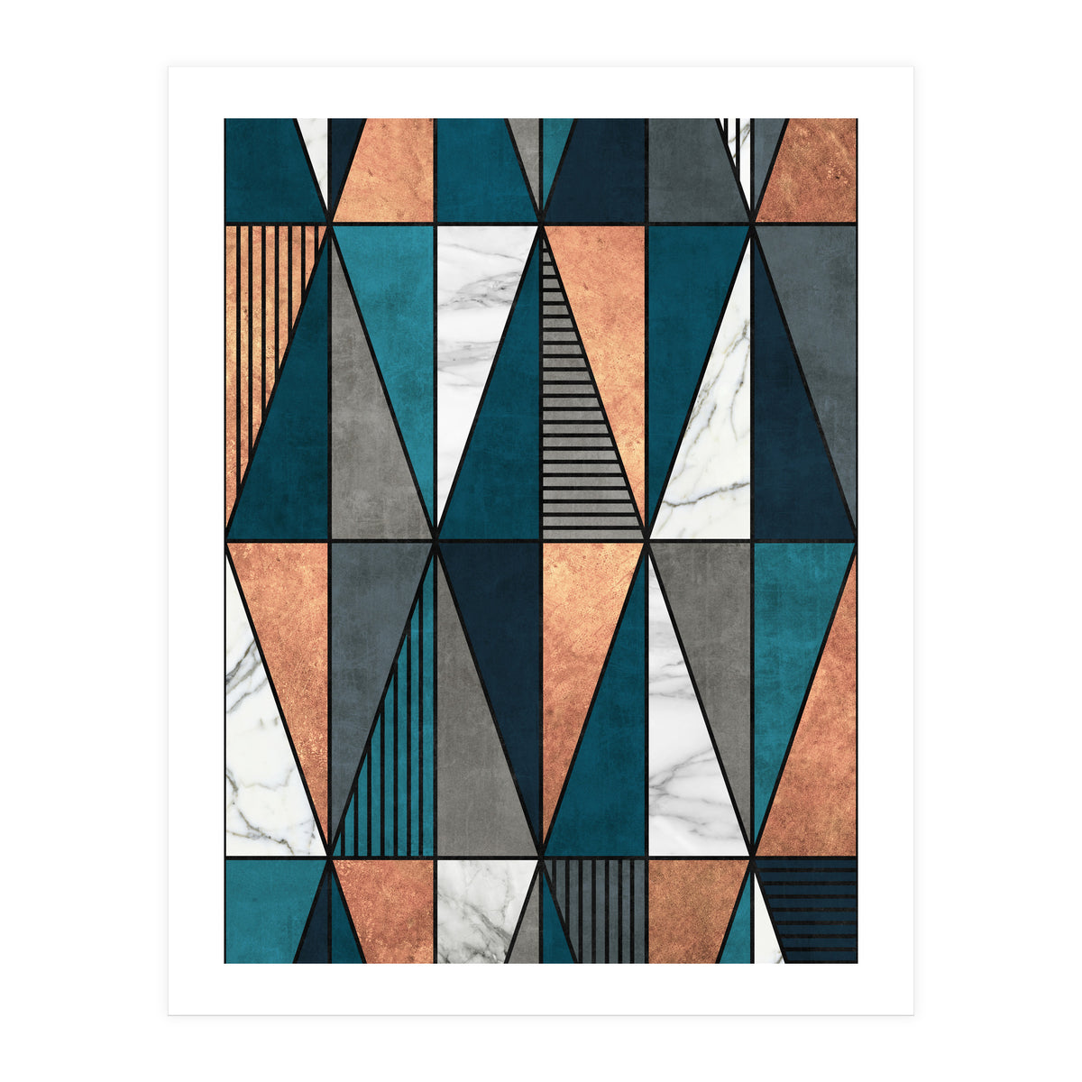 Copper, Marble and Concrete Triangles with Blue (Print Only)